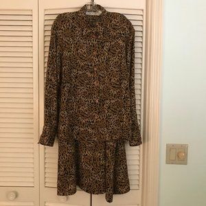 Two piece Chaus leopard print jacket and skirt set
